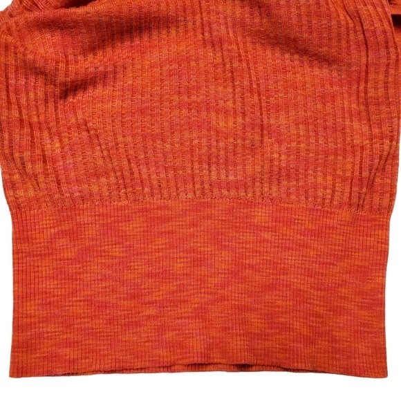 THE LIMITED Orange Marbled V-Neck Banded Bottom Top Blouse in Size M - Picture 6 of 6
